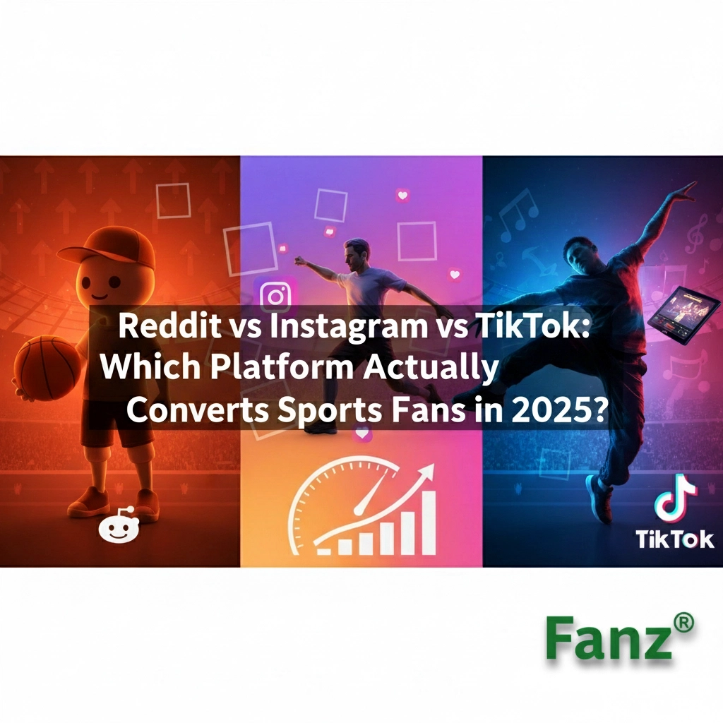 Fanz.us | Reddit vs Instagram vs TikTok | Sports Fan Conversion 2025 | Fanz® watermark bottom-right Fanz.us 2025 analysis: Reddit vs Instagram vs TikTok sports fan conversion – hero image (Fanz® watermark)