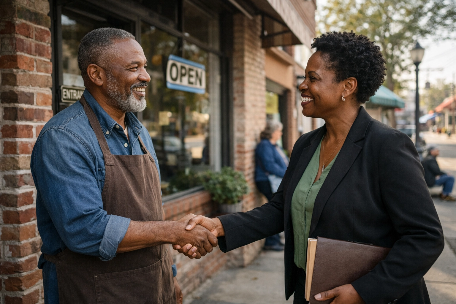 Business owner and community organizer partnering for local economic development