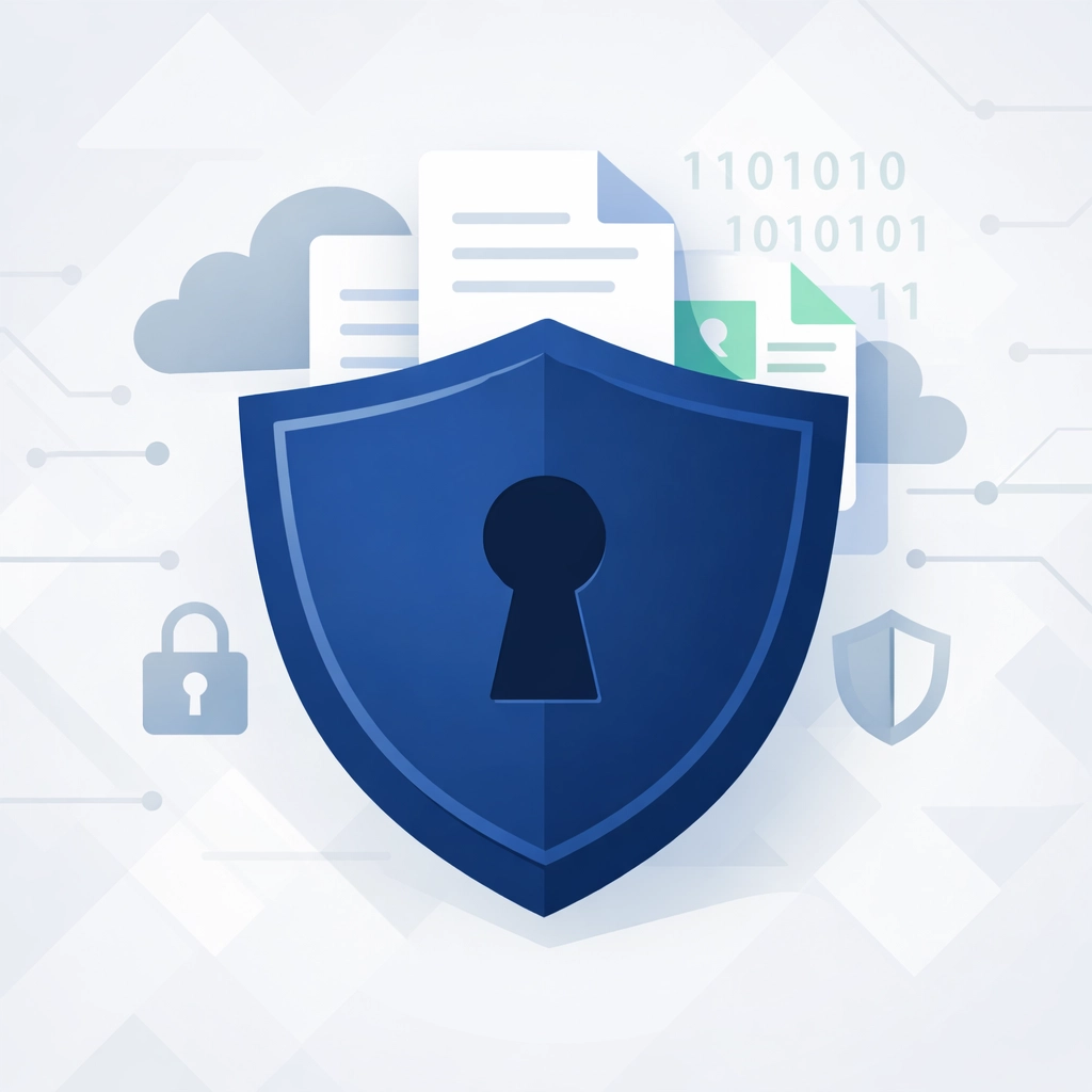 Secure digital vault protecting tax documents and electronic filing data for small business tax planning.