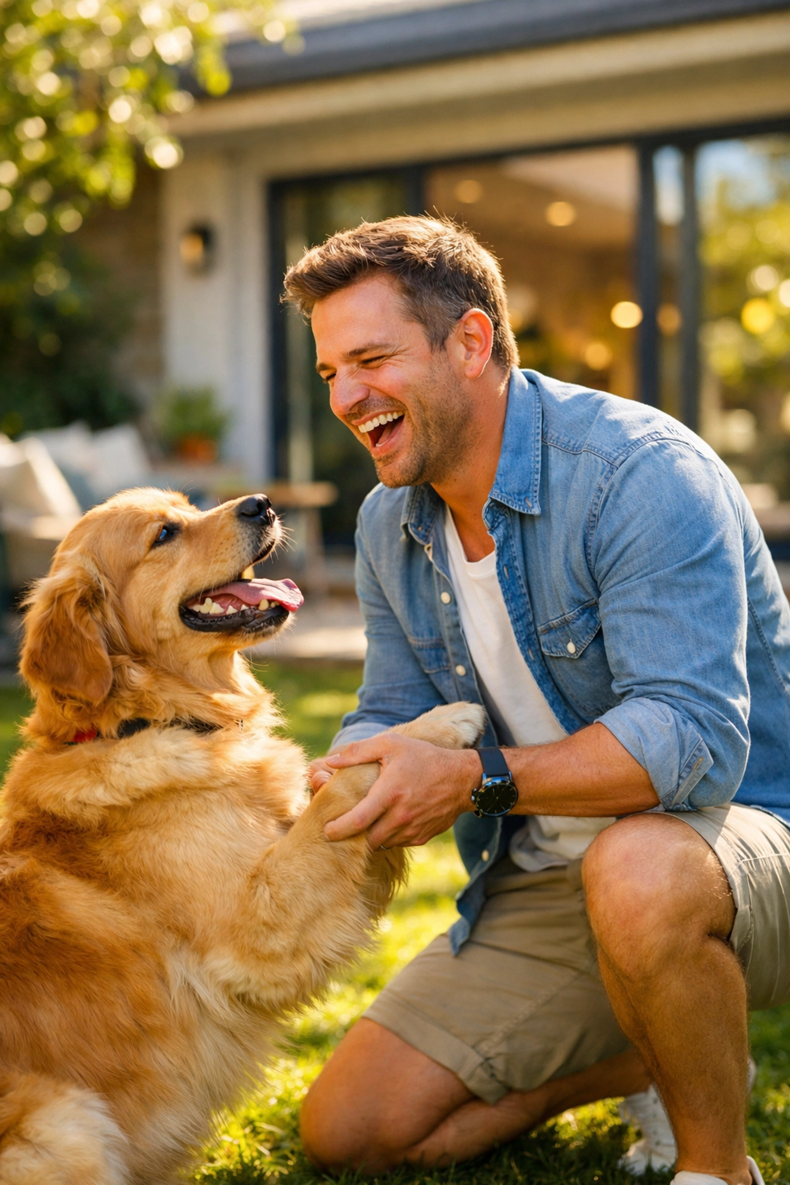 Entrepreneur enjoying a stress-free weekend with their dog after securing small business growth capital.
