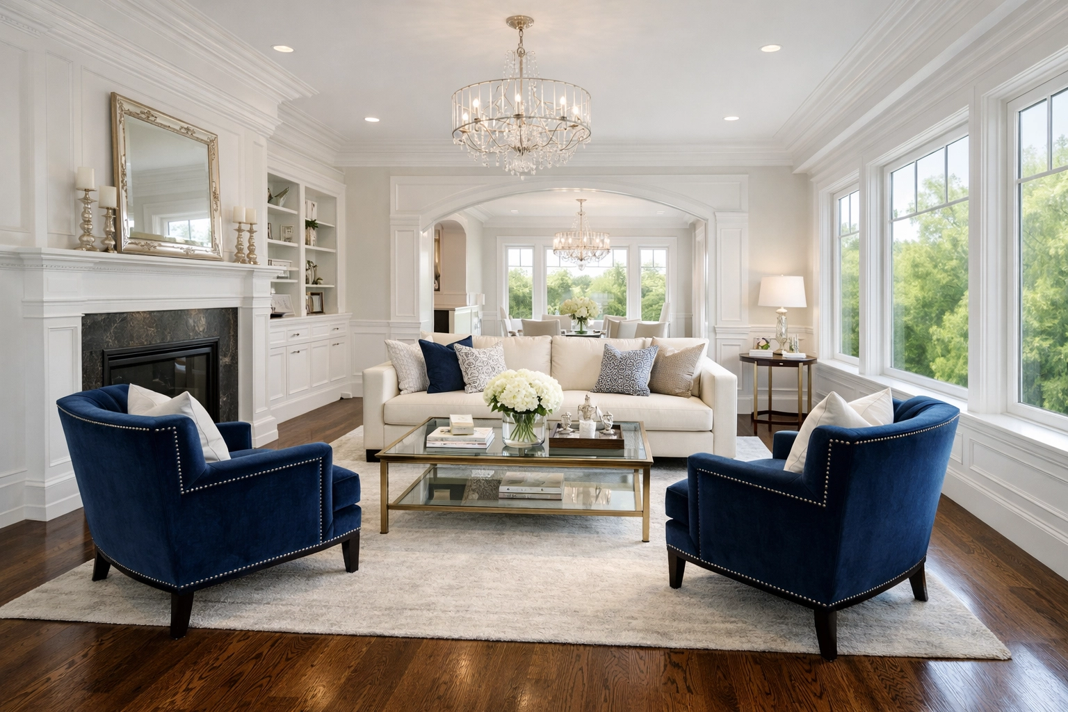 Sun-lit Lexington living room maintained by a reliable house cleaning service Lexington.