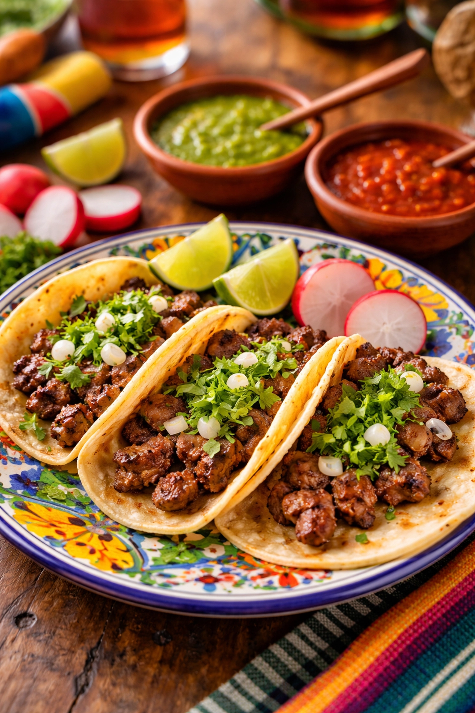 Close-up of authentic Mexican street tacos, a must-try food during Puerto Vallarta stays