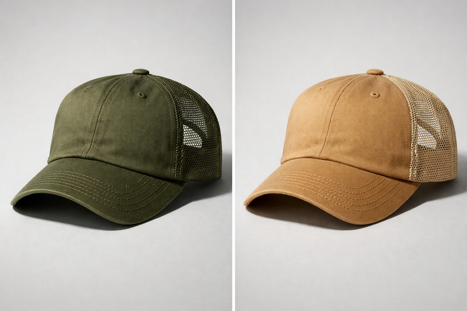 Yupoong 6606 trucker hat with low profile crown and soft unstructured fit