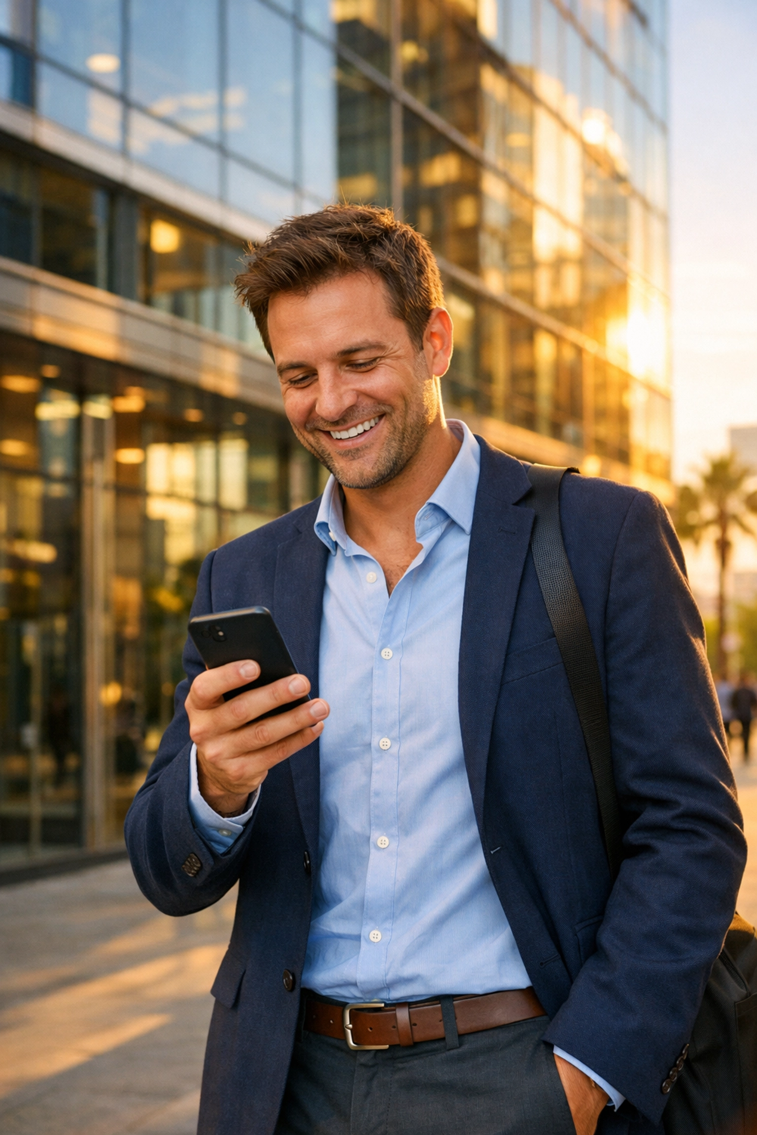 Successful professional smiling after receiving H-1B visa approval for a cap-exempt job.