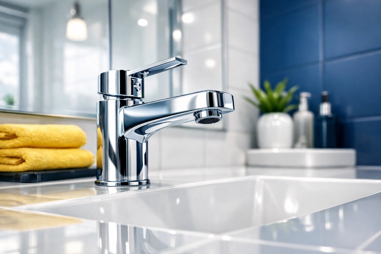 Sparkling luxury bathroom fixtures and polished surfaces from professional deep cleaning services.
