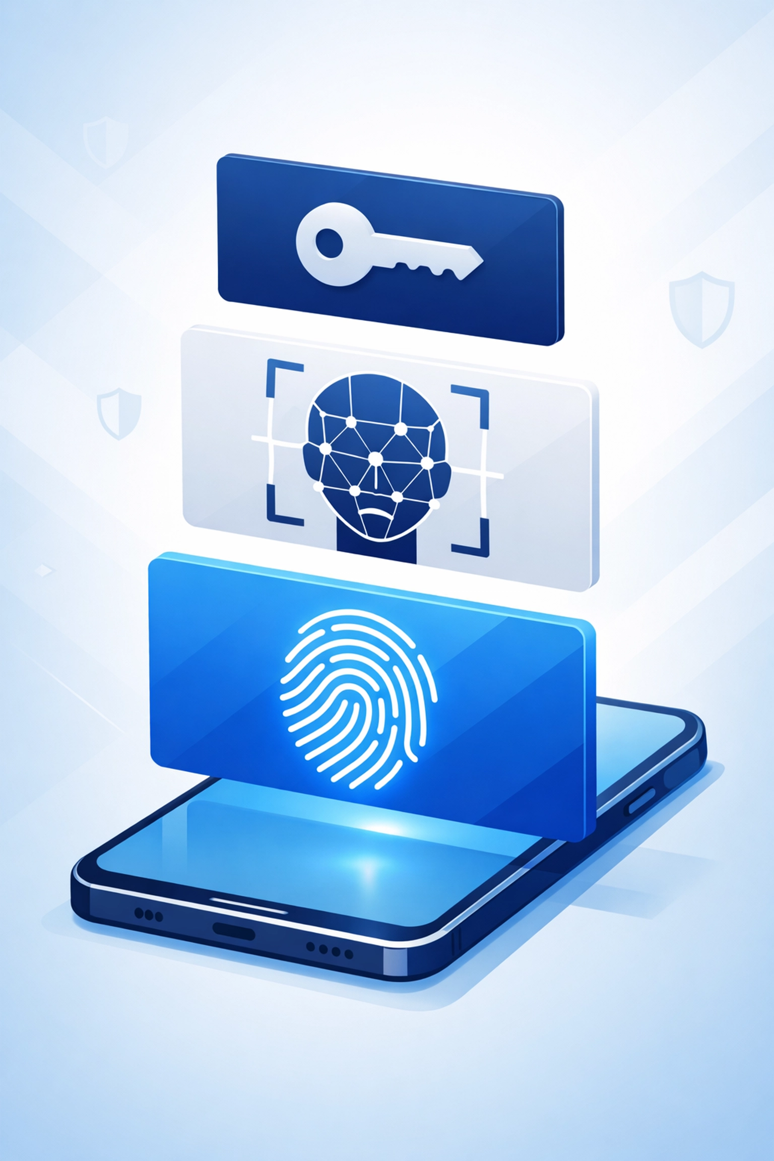 Multi-factor authentication security layers protecting smartphone access