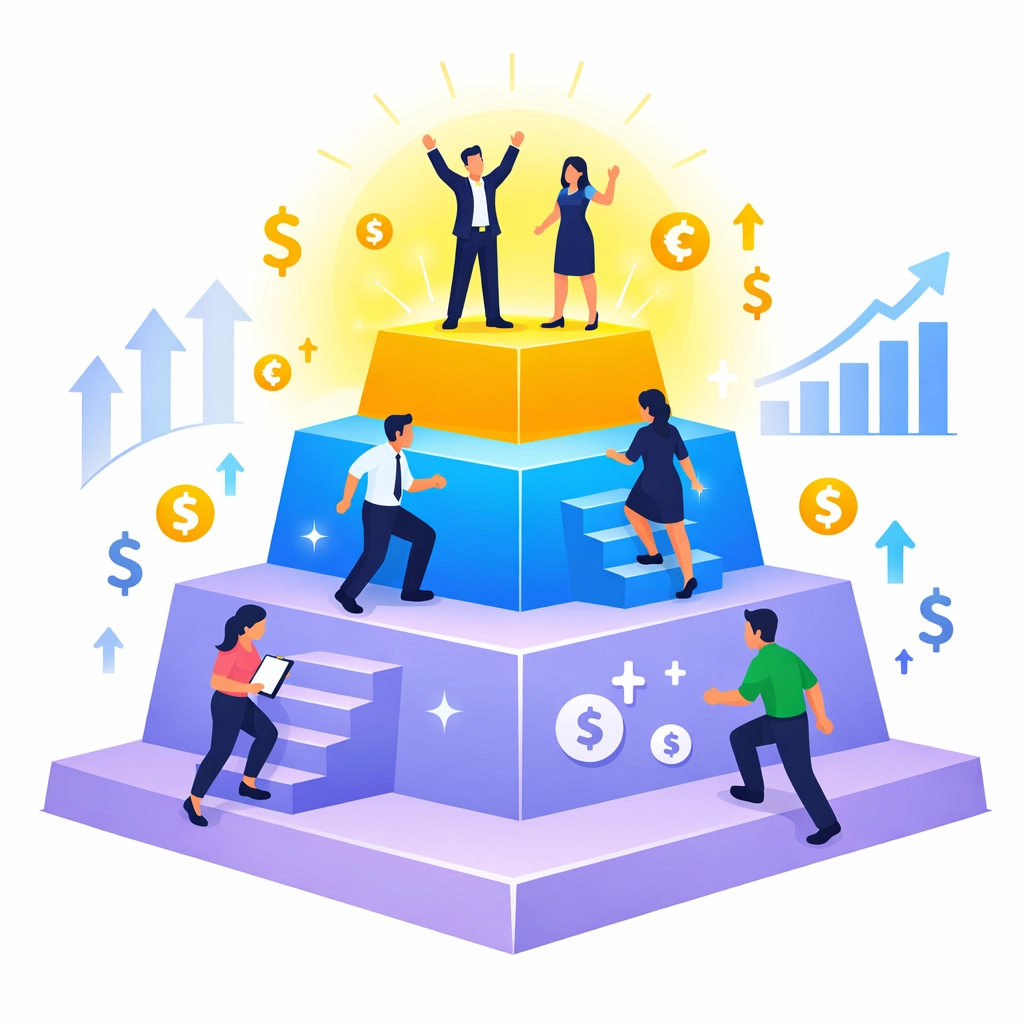 Agency dividend tier structure showing growth levels and increasing cashback earnings