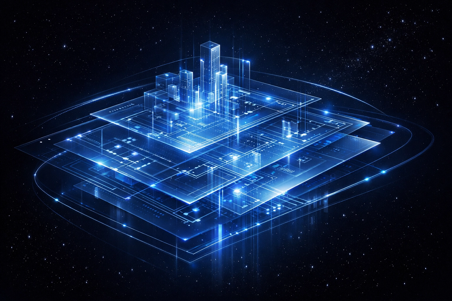 Futuristic digital nervous system representing AI automation services and custom software integration for growth.