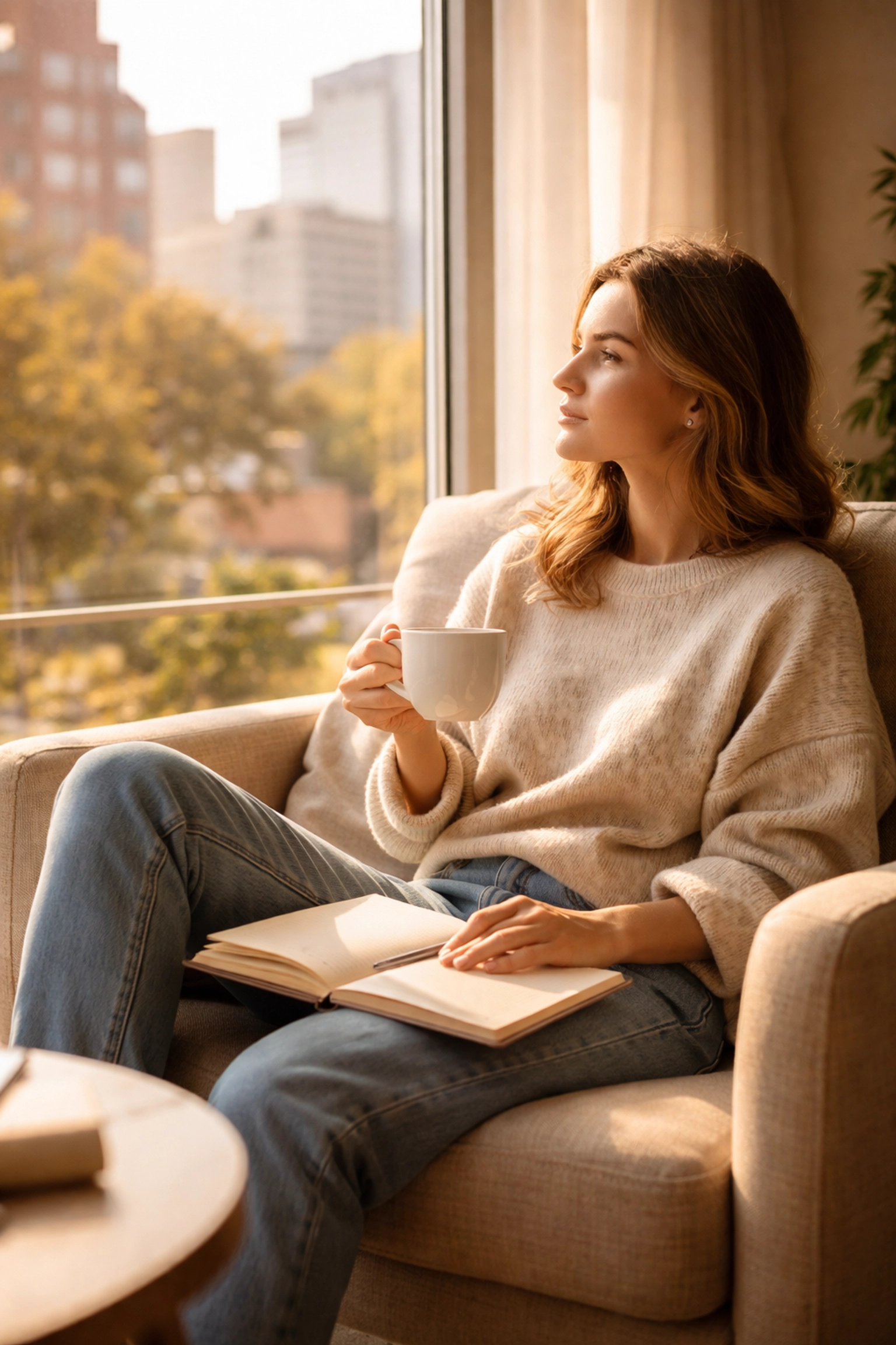 Person enjoying peaceful morning journaling after reclaiming time through business automation
