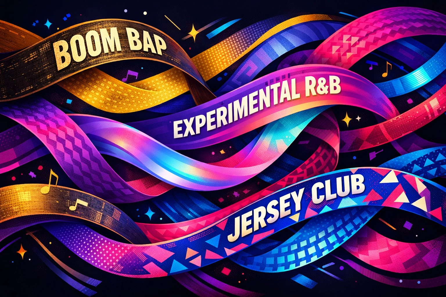 Visual representation of Hip Hop and R&B subgenres flowing together