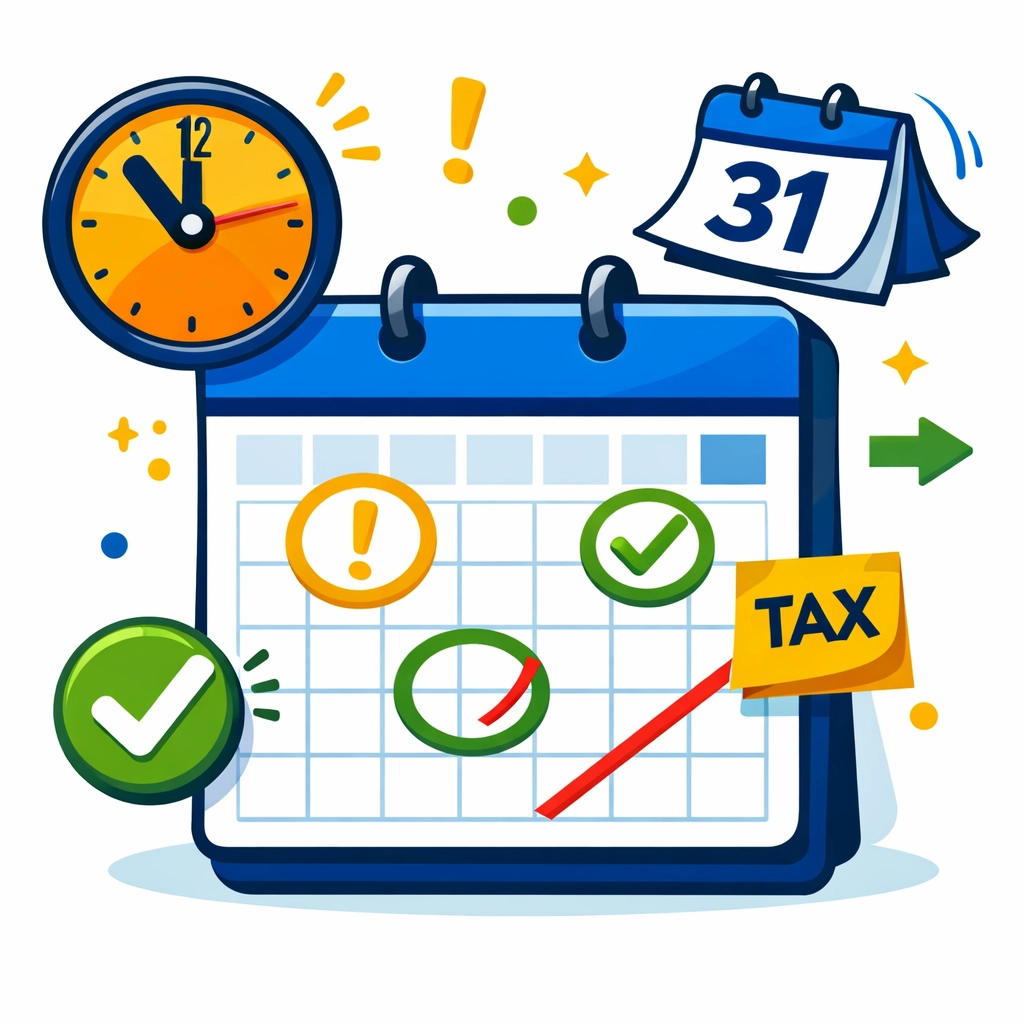 Calendar highlighting important 2026 tax filing deadlines and estimated tax payment dates