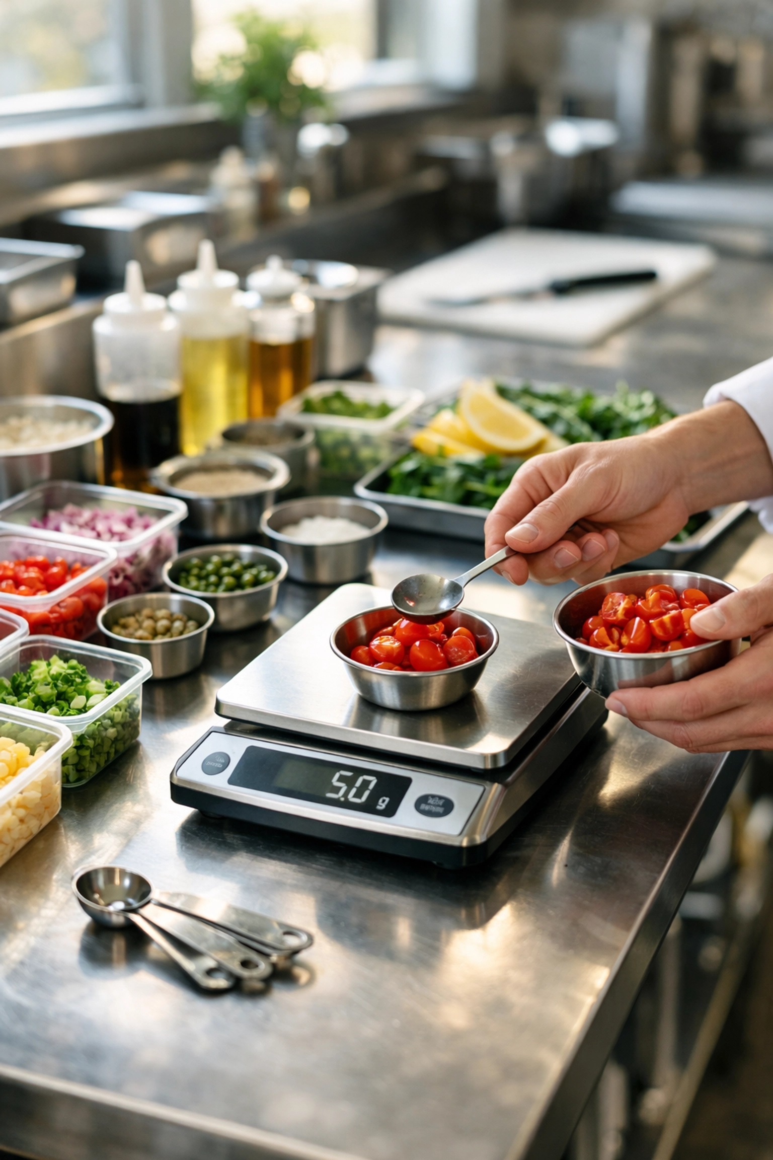 Precise food portioning and kitchen prep reducing restaurant waste and costs