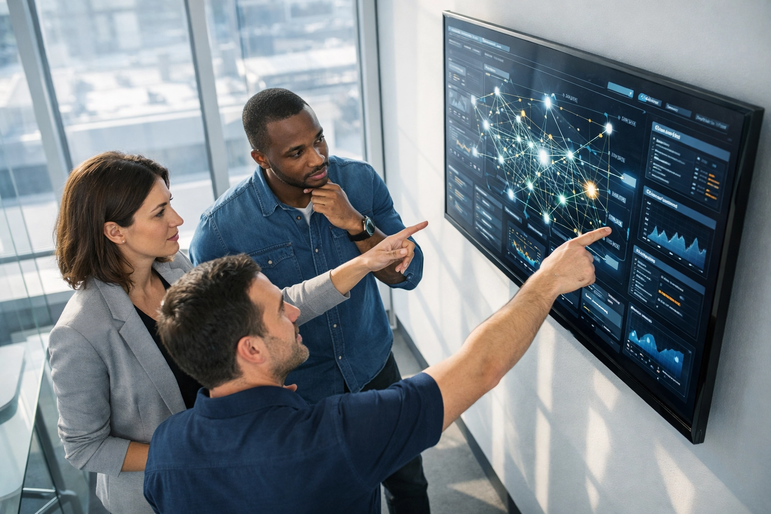 ServiceNow implementation partner team analyzing ITOM data flows for autonomous operations.