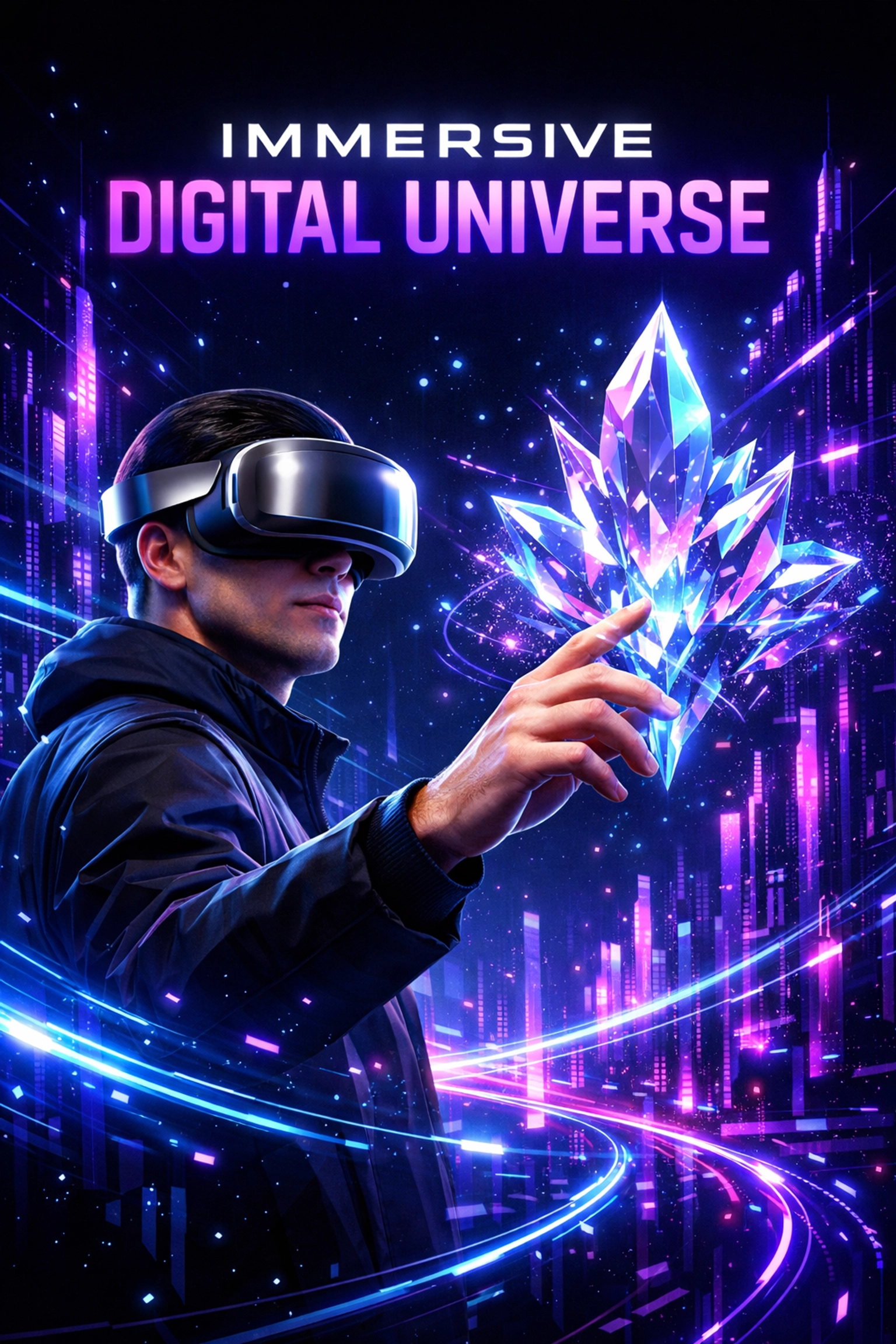 A professional wearing a headset to experience an immersive virtual reality training simulation.