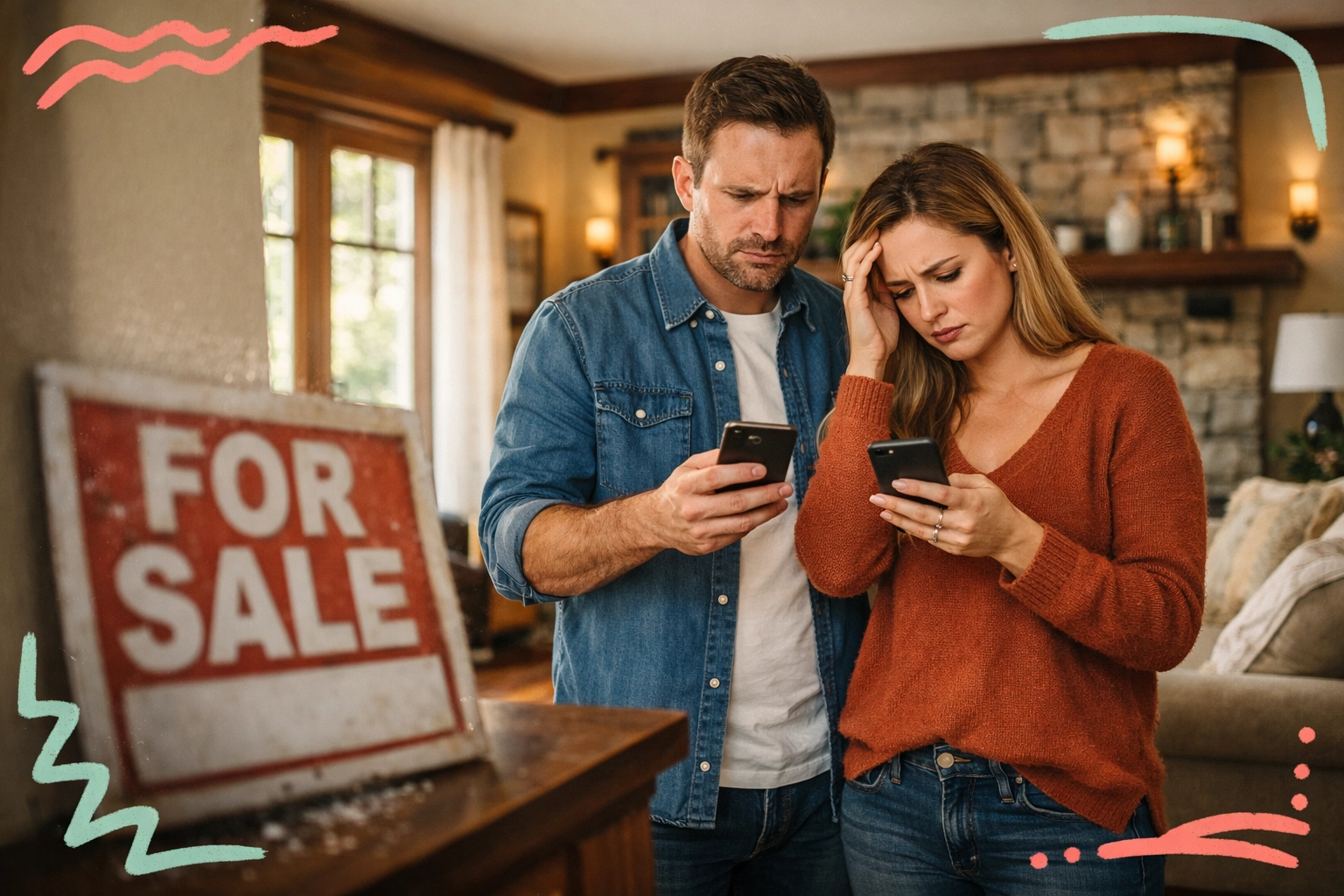 Frustrated Acworth homeowners waiting for overpriced home to sell with dusty For Sale sign