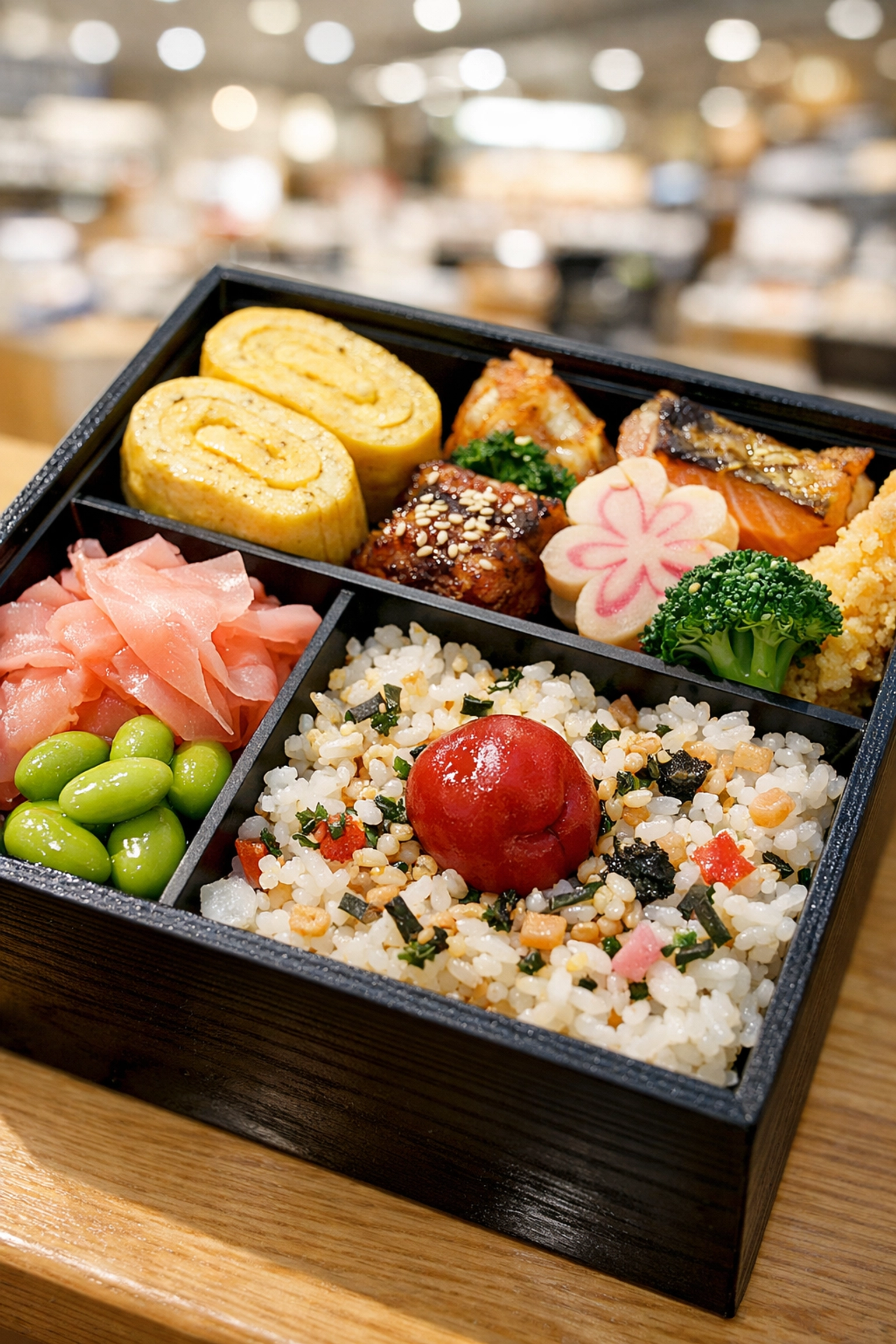 A premium Japanese bento box from a Tokyo depachika, representing the best cheap eats for travelers.