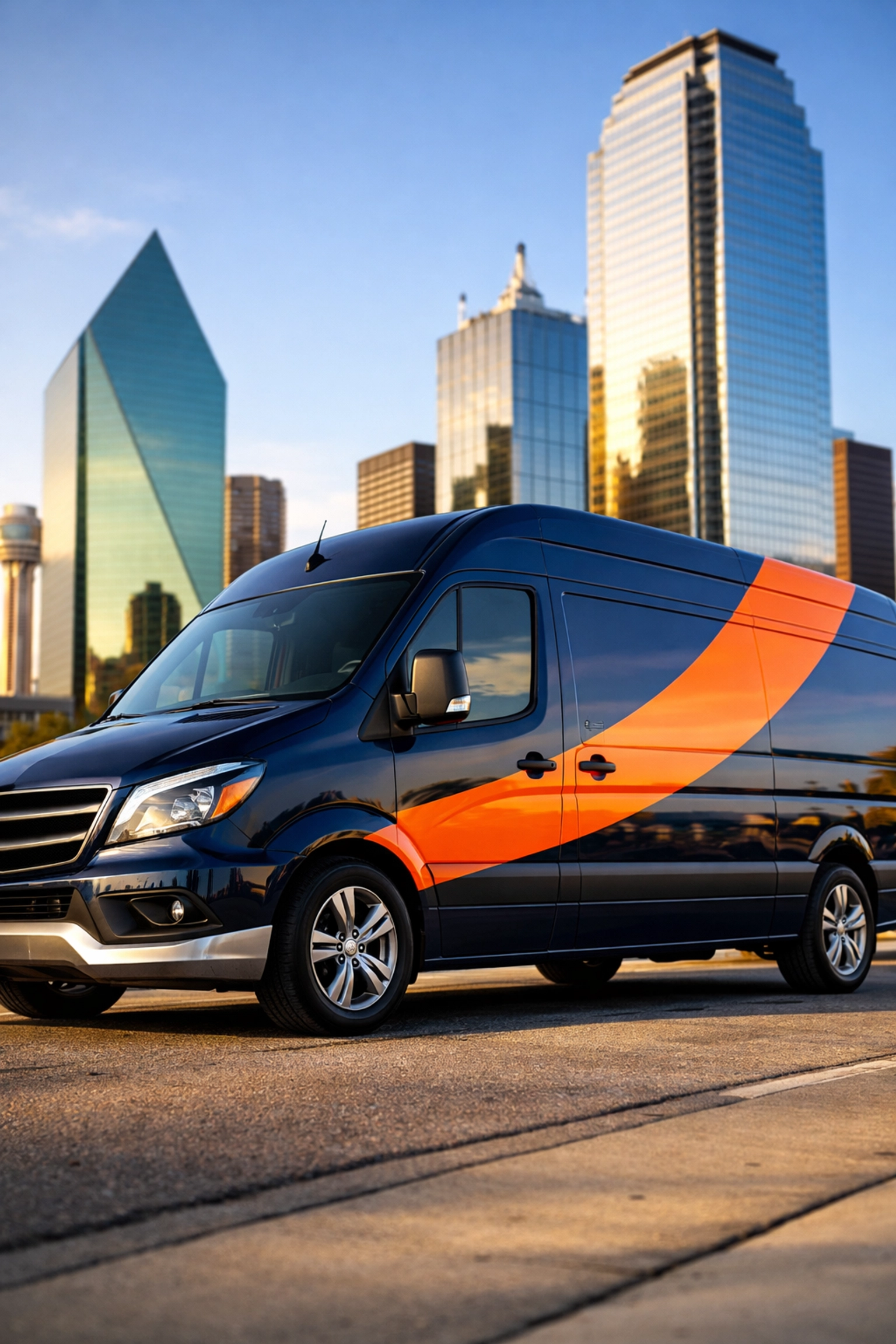 Professional vehicle wrap on a delivery van in Dallas for effective mobile marketing.