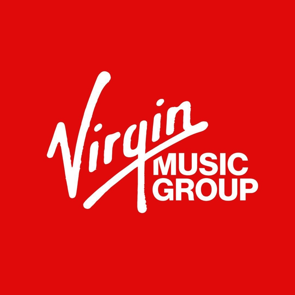 Virgin Music Group’s official logo in white text on a solid red background, symbolizing the premium distribution partnership