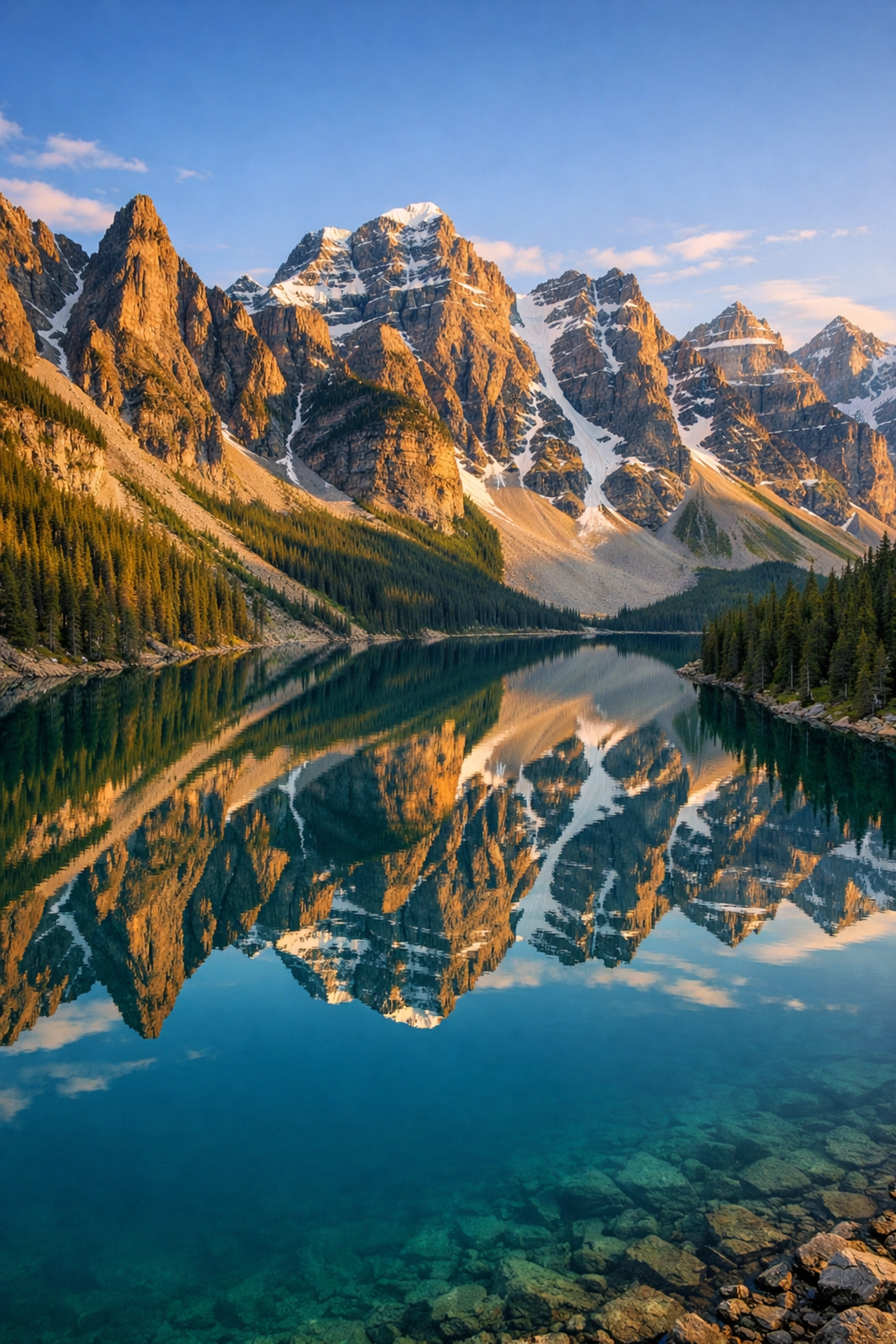 Perfectly exposed mountain landscape reflection captured by mastering camera manual mode.
