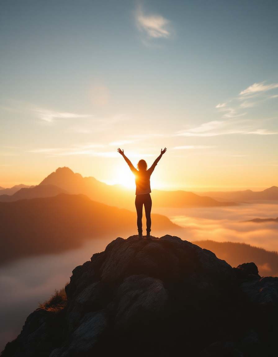 Triumphant Woman at Sunrise Triumphant Woman at Sunrise