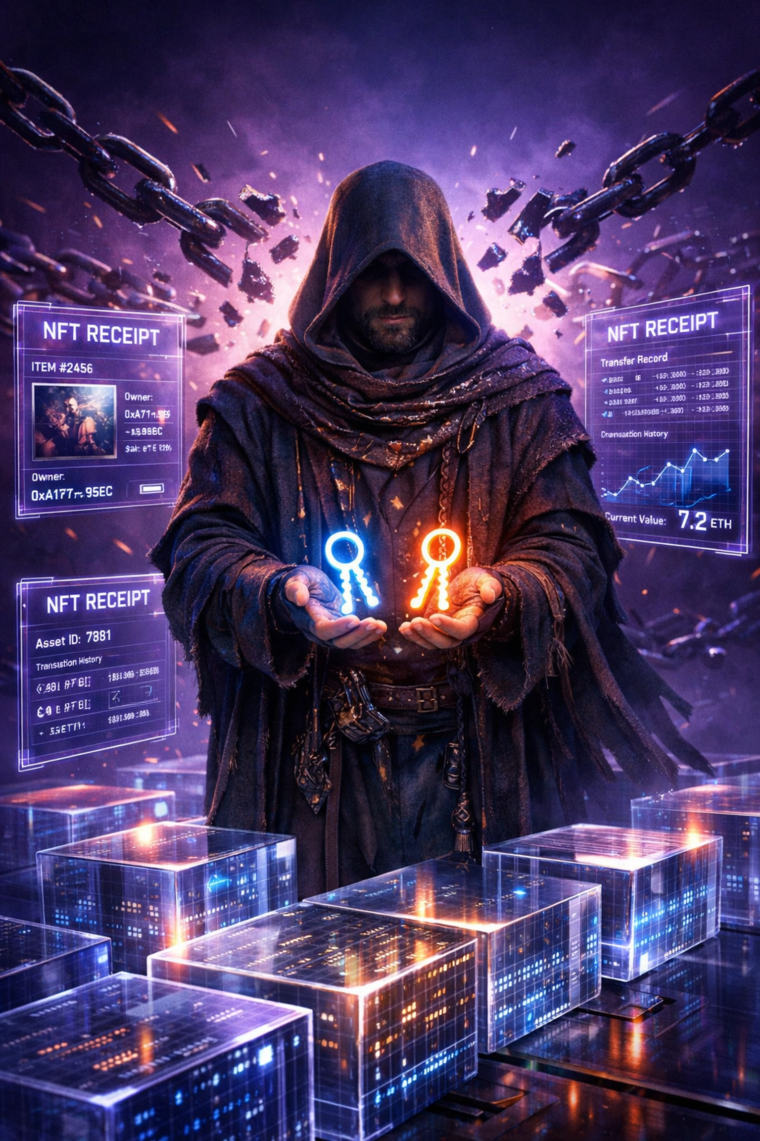 Merchant with self-custody digital keys and NFT receipt blockchain technology