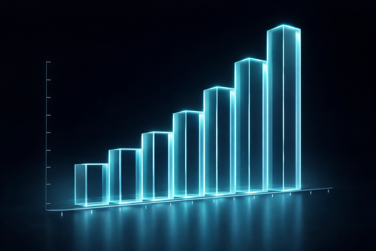 Minimalist bar chart illustrating aggressive startup growth metrics for a successful fundraising strategy.