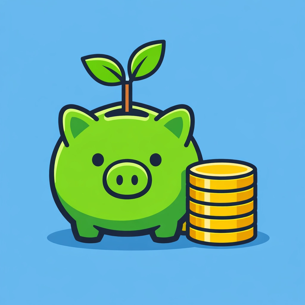 Sapling growing from a piggy bank representing tax-deductible retirement savings for small business owners.