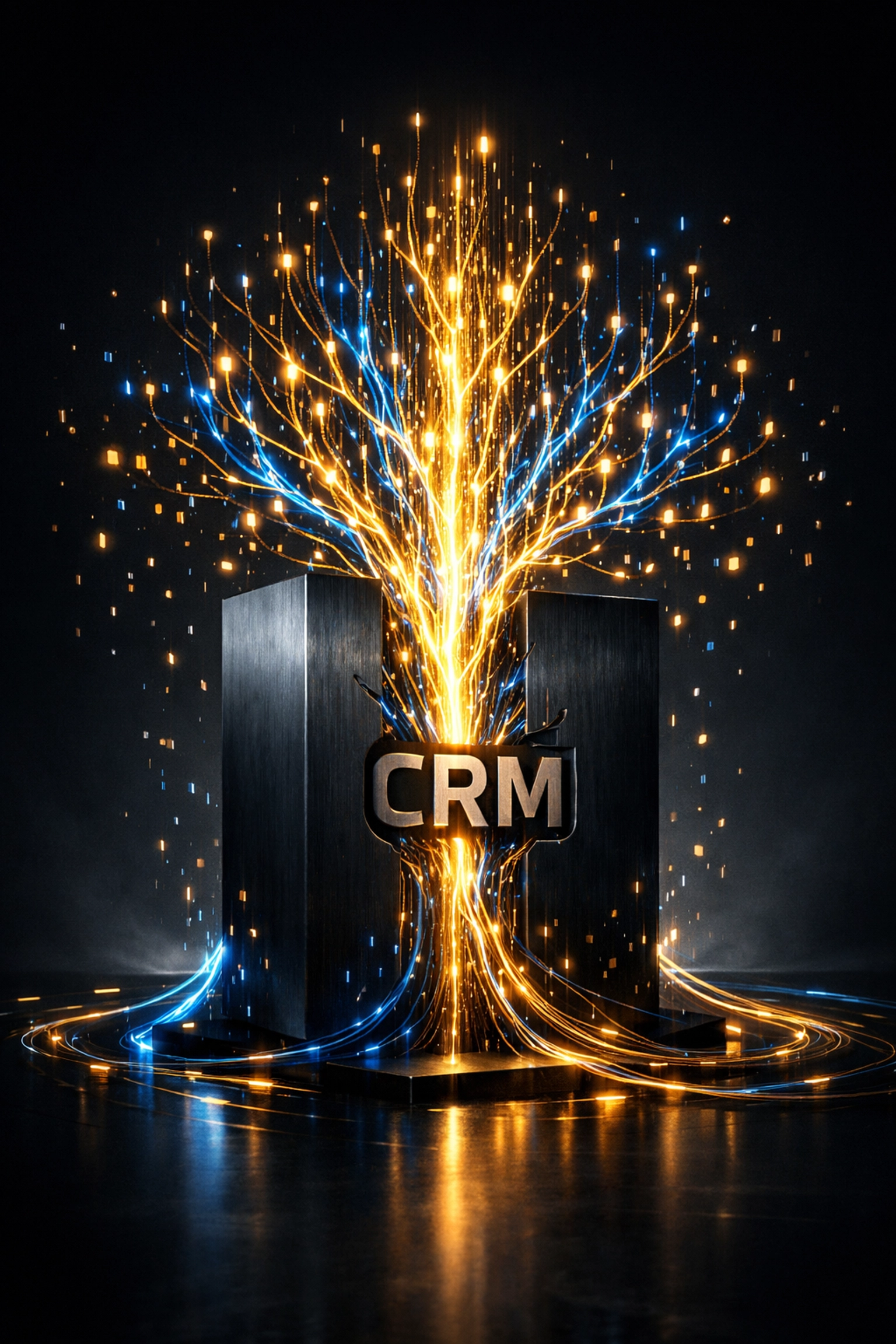 Digitales Netzwerk symbolisiert CRM-Datenoptimierung und KI im Vertrieb für effizientes Daten-Management.