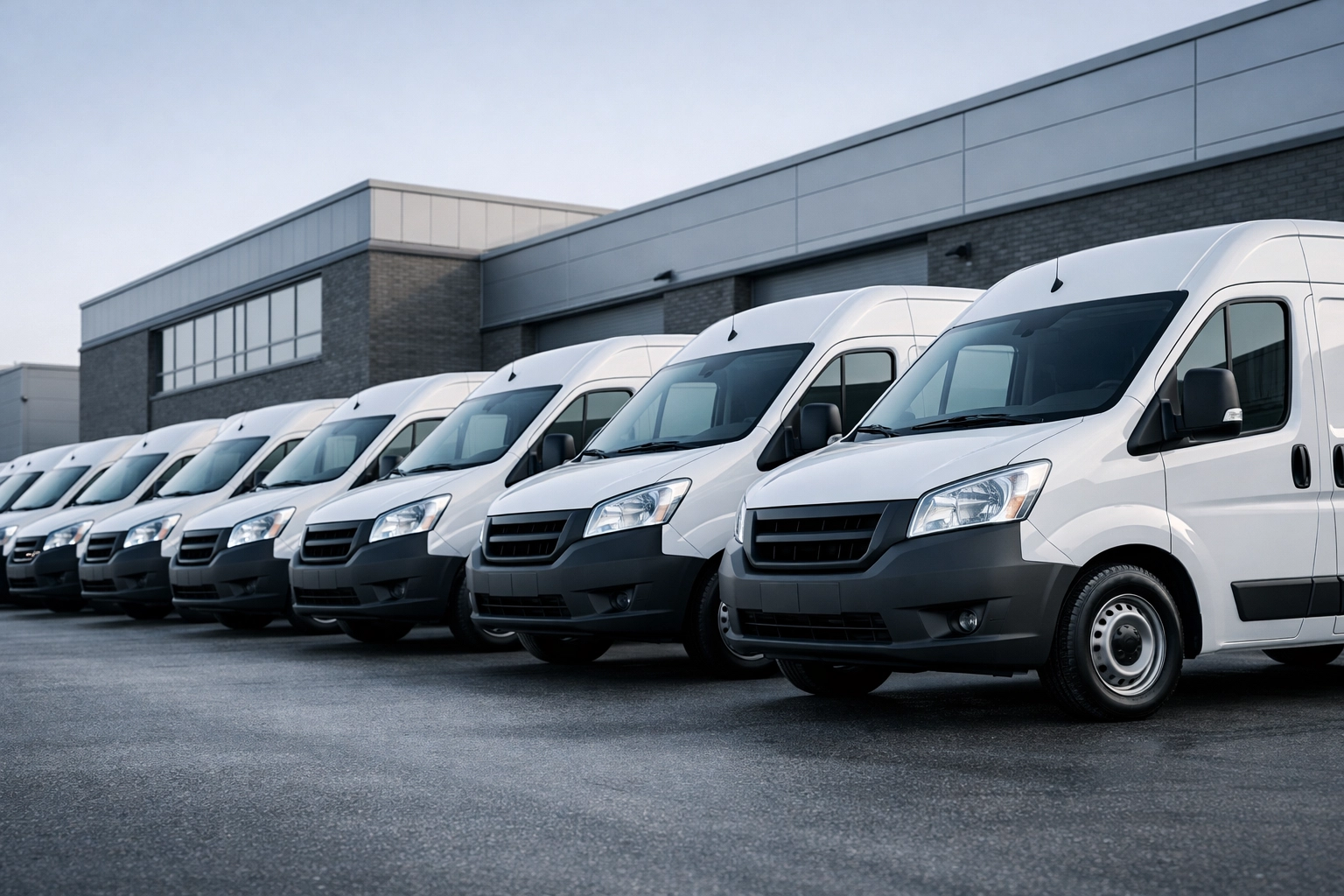 A well-maintained service business van fleet prepared for a North Carolina franchise sale.
