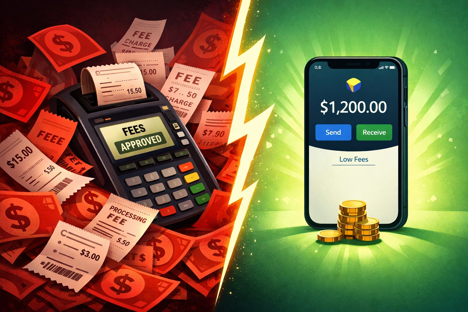 Comparison of traditional payment processing fees versus low-cost crypto payment solutions for merchants