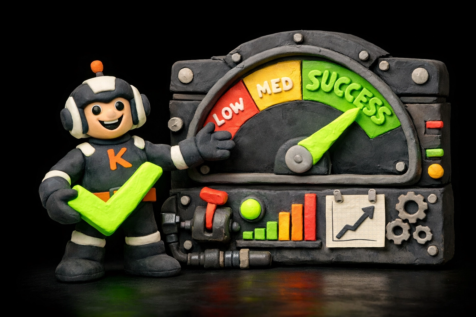KINETK Hero celebrating a high resume match score on a dashboard, highlighting successful ATS optimization.