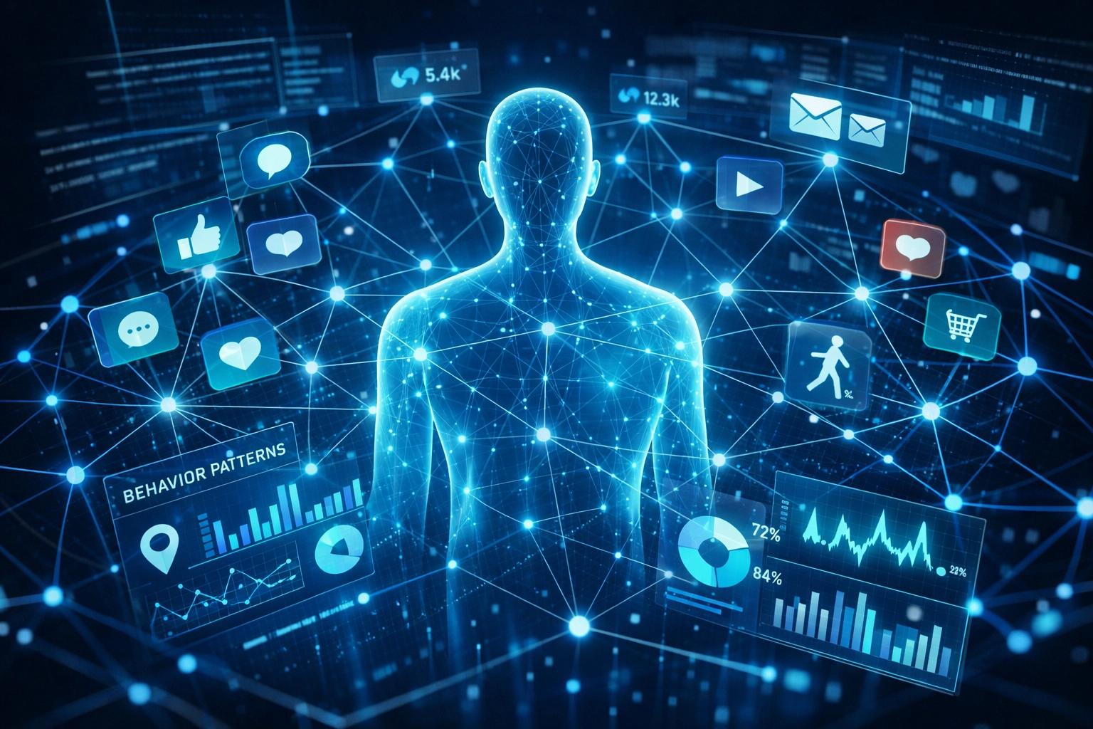 AI systems collecting and analyzing employee behavioral data to craft personalized phishing attacks