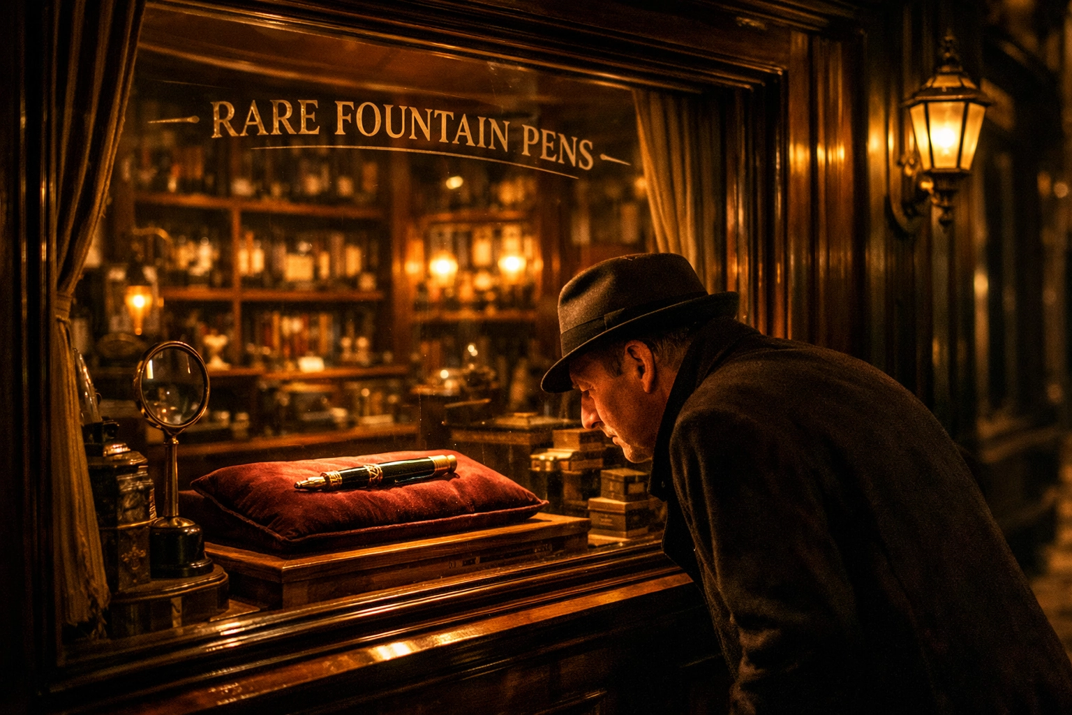 A specialized boutique window for rare pens, showing the value of targeting a specific niche audience.