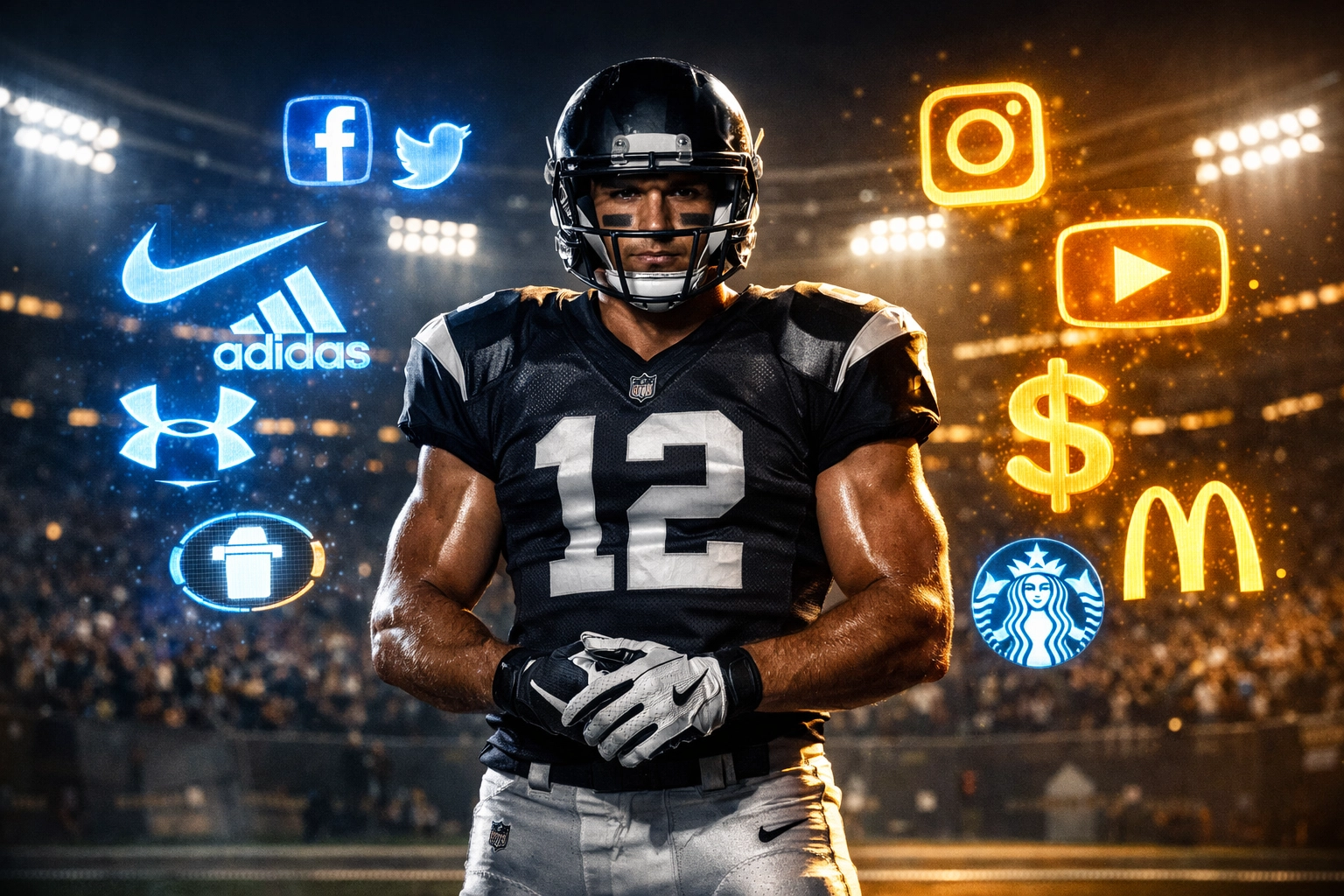 Professional football athlete building personal brand with social media and sponsorship opportunities