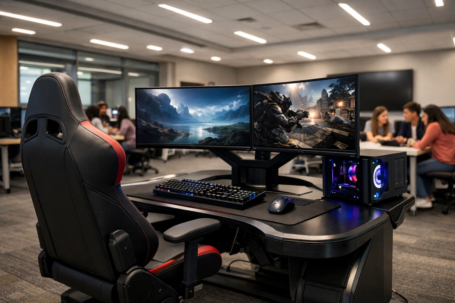 Modern high school esports lab featuring professional gaming pods for student innovation and STEM education.
