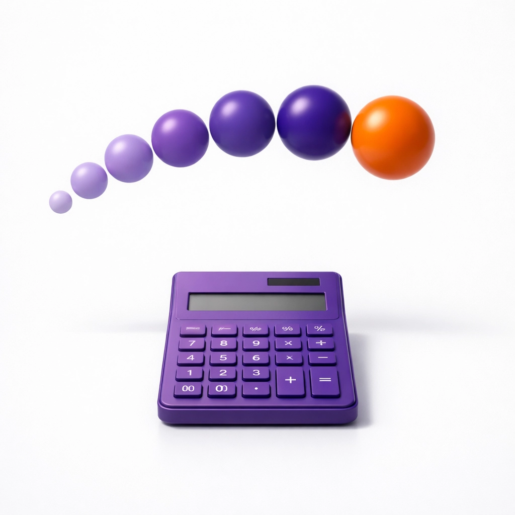 Minimalist calculator representing scaling transaction volume and small business bookkeeping growth.