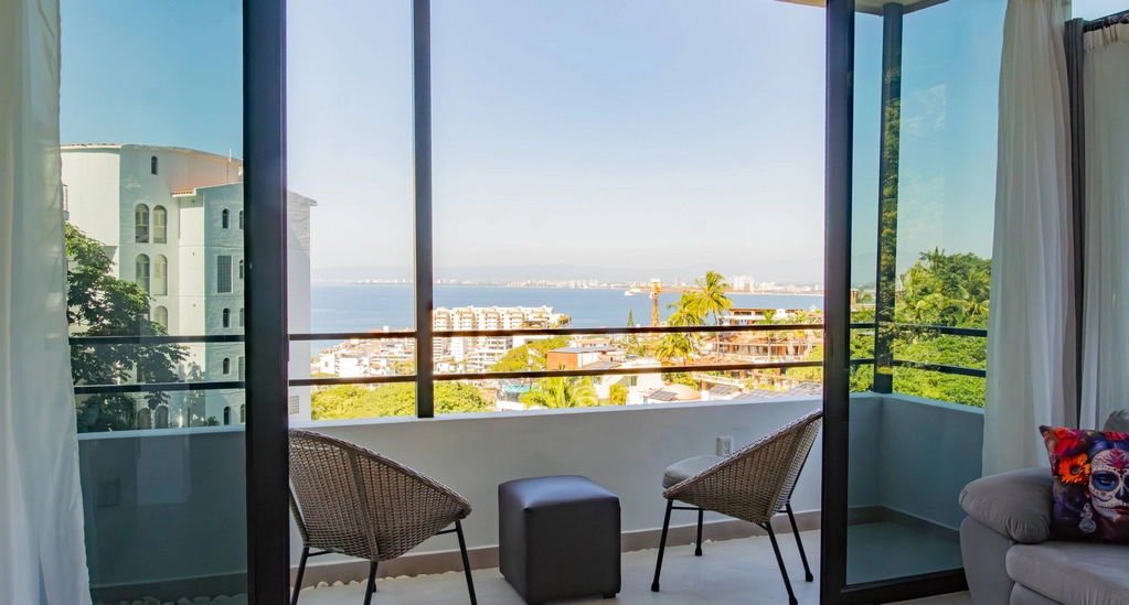 Modern Condo Balcony with Ocean View in Puerto Vallarta