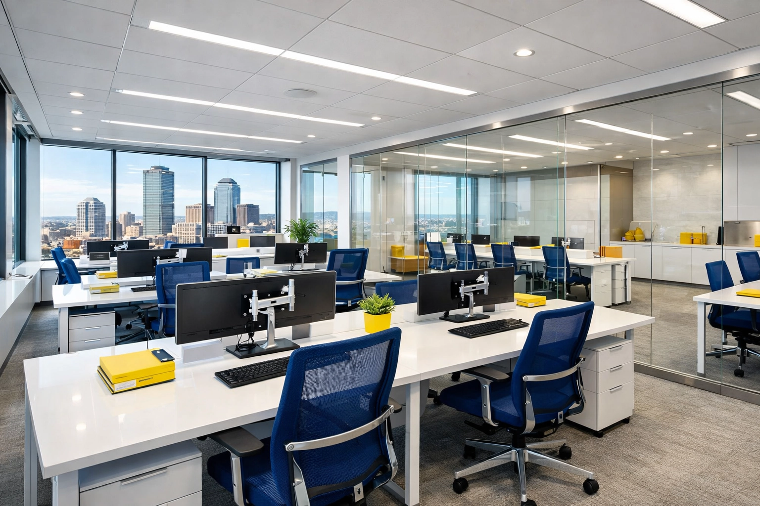Clean and productive Boston office workspace managed by expert janitorial cleaning services near me.