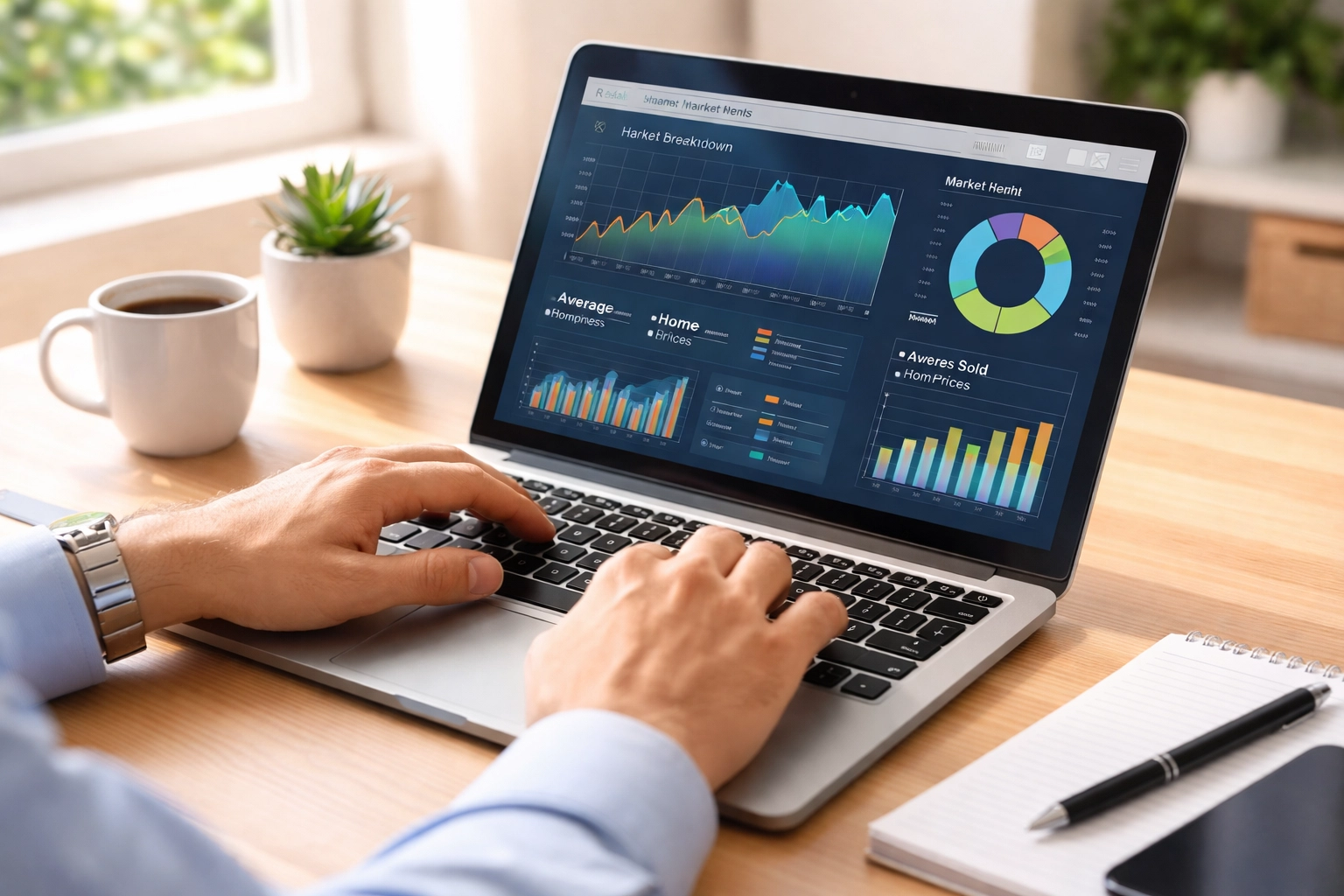 Laptop displaying AI-powered real estate market analytics for smarter home pricing