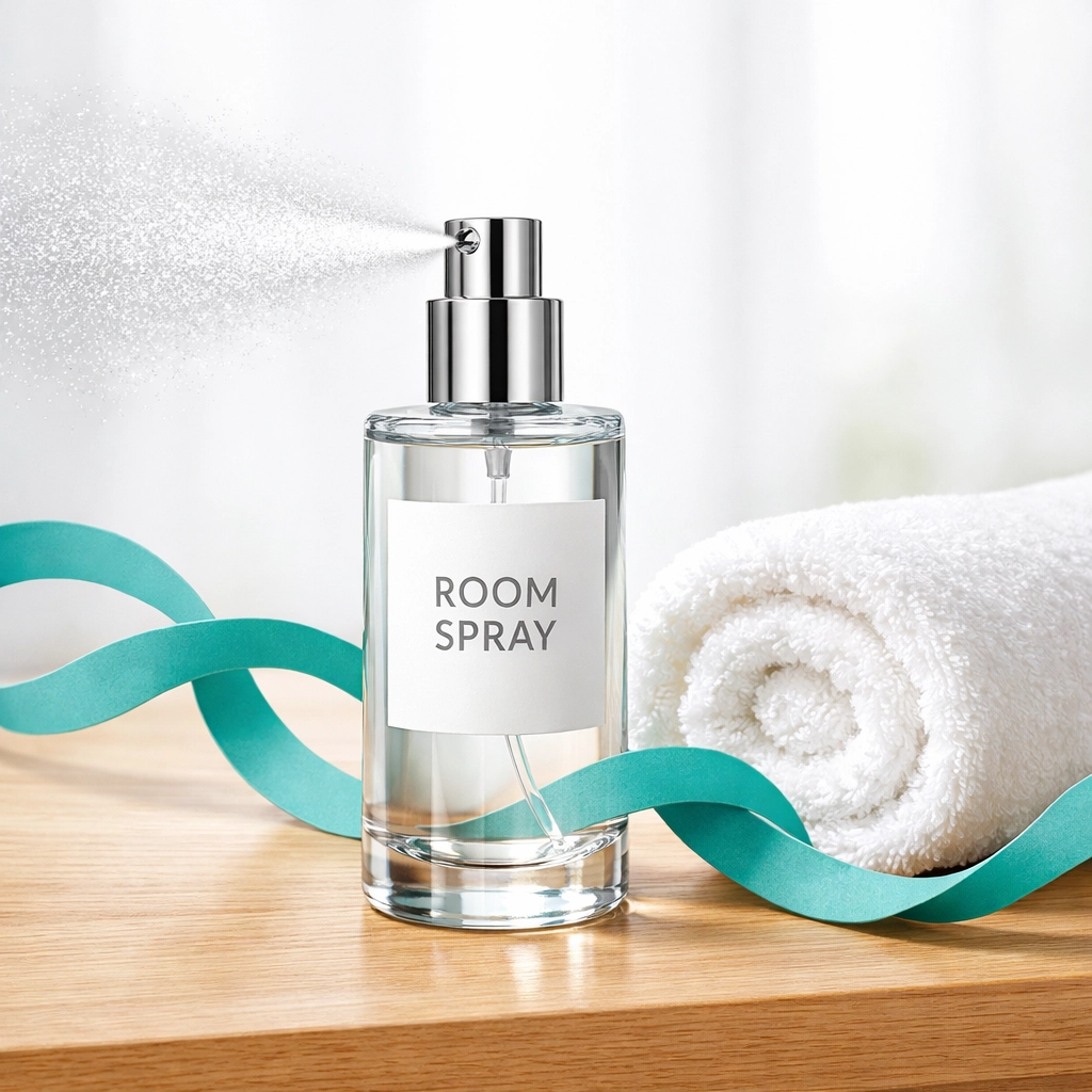 Pecksniff's professional room fragrance spray with a spa towel for a boutique hotel scent.