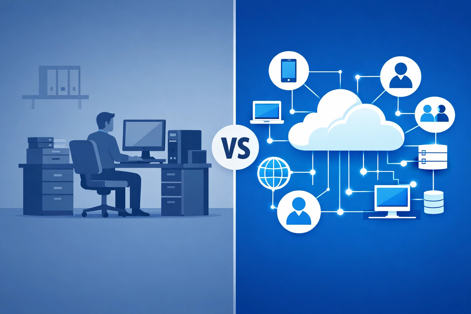 Side-by-side comparison of in-house IT versus managed IT support for business growth