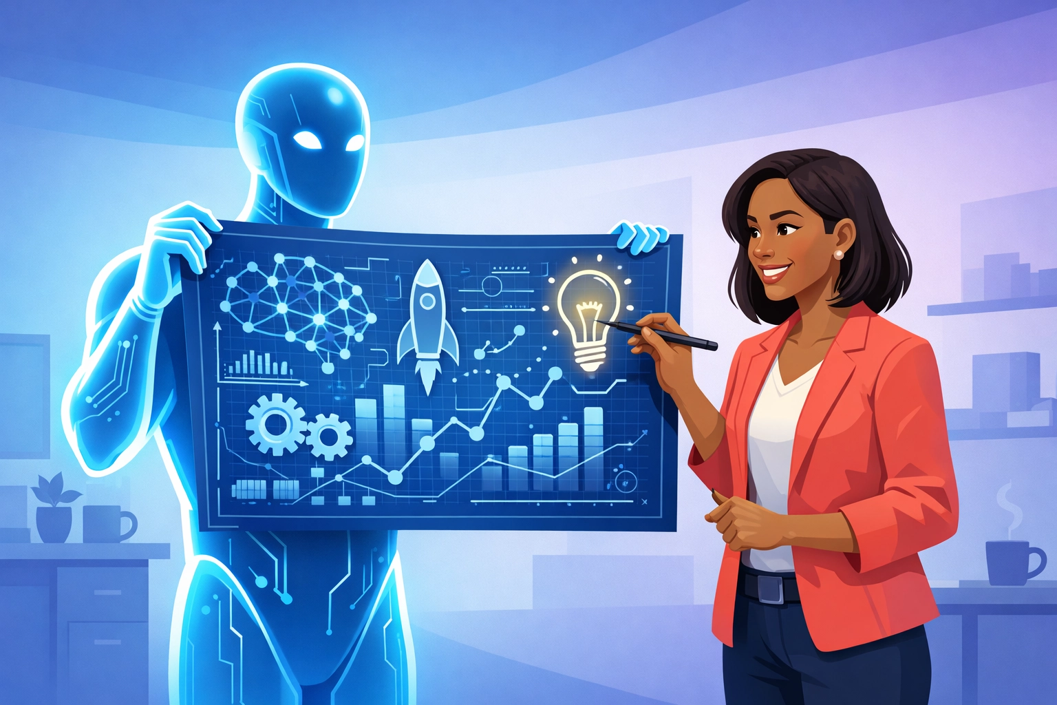 Human professional reviewing AI-generated business plans to ensure accuracy and quality control.