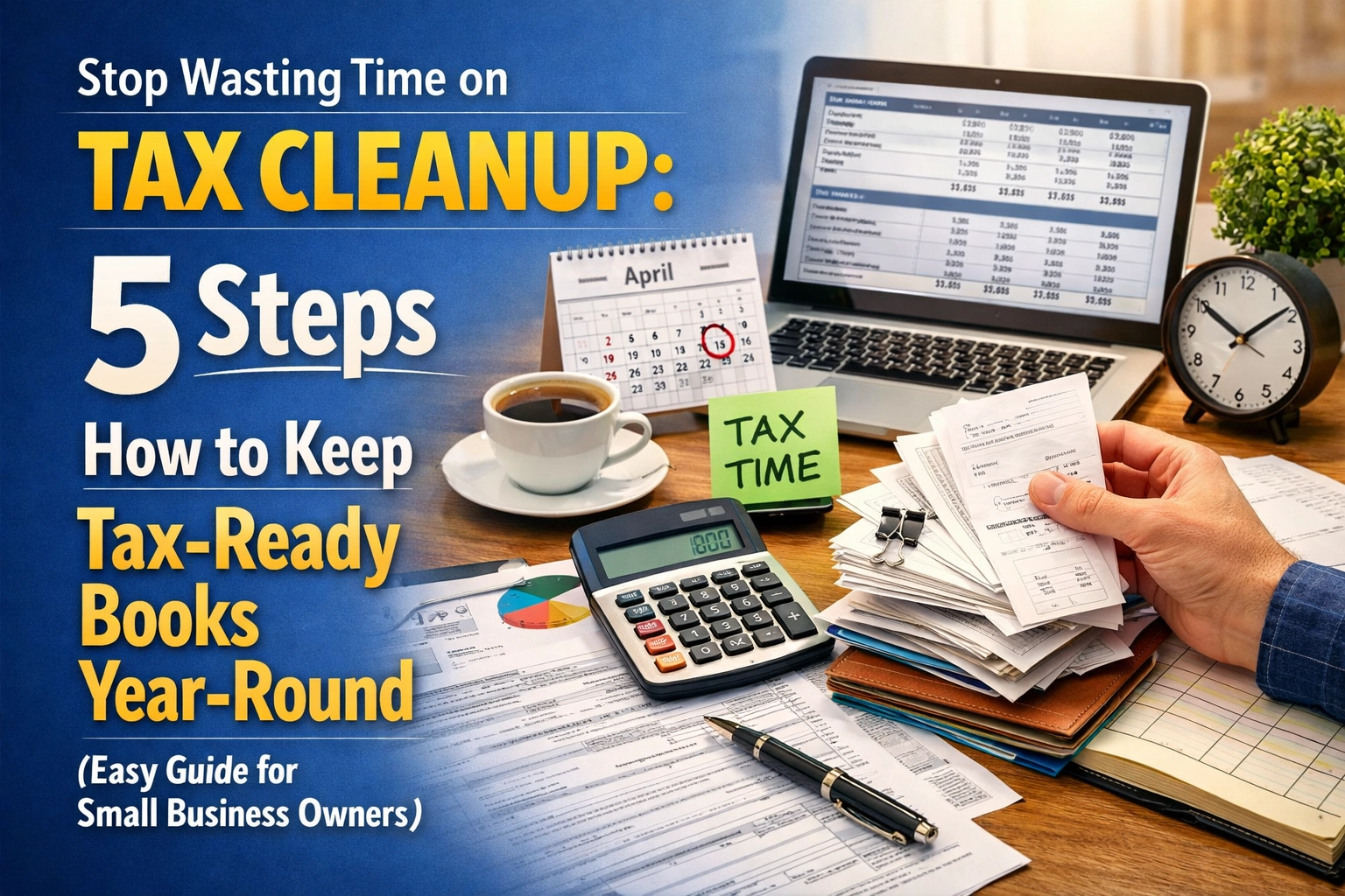 [HERO] Stop Wasting Time on Tax Cleanup: 5 Steps How to Keep Tax-Ready Books Year-Round (Easy Guide for Small Business Owners)