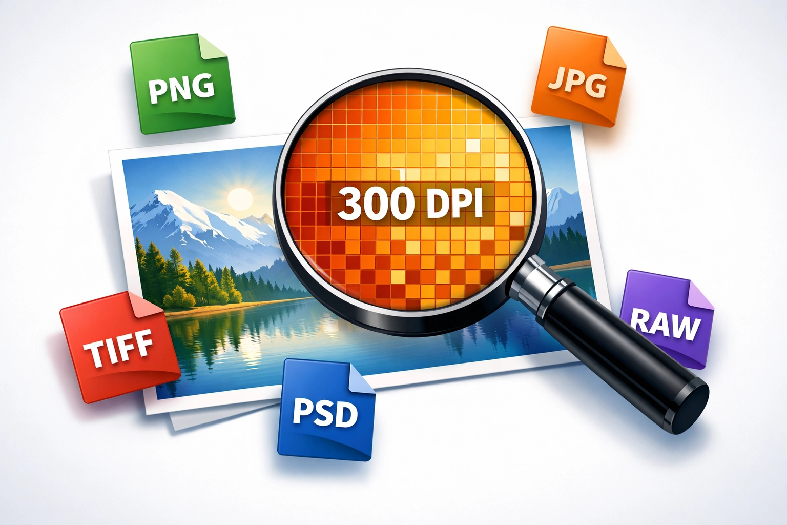 High resolution 300 DPI print quality demonstration with pixel density detail