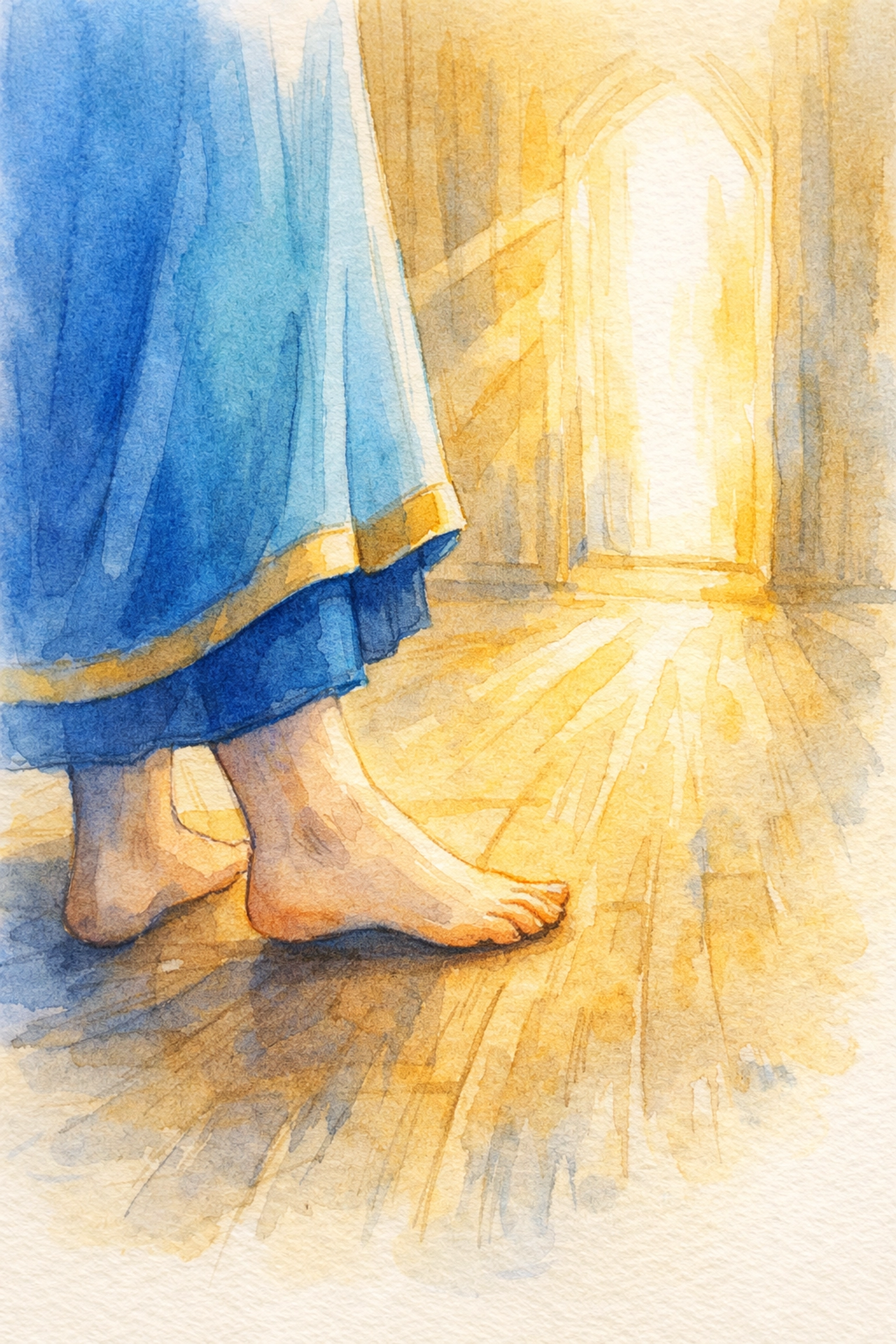 Person's feet showing hesitation at church door - body language reading for greeters