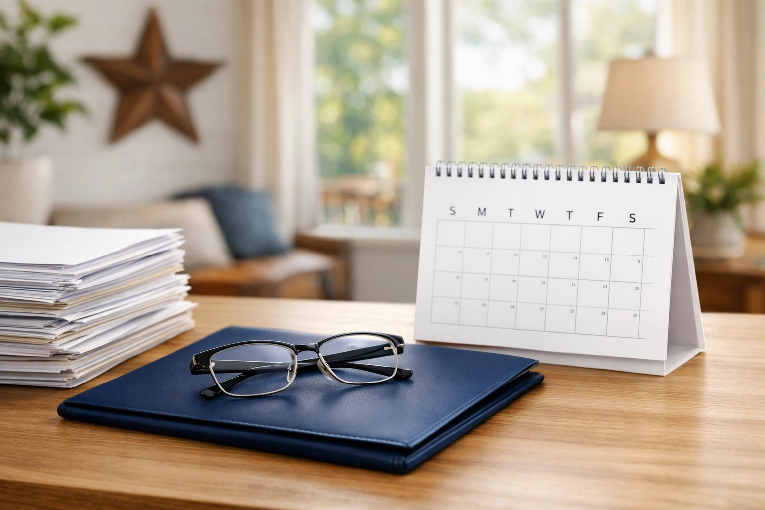Organized home office desk representing proactive medical debt management for Texas residents.