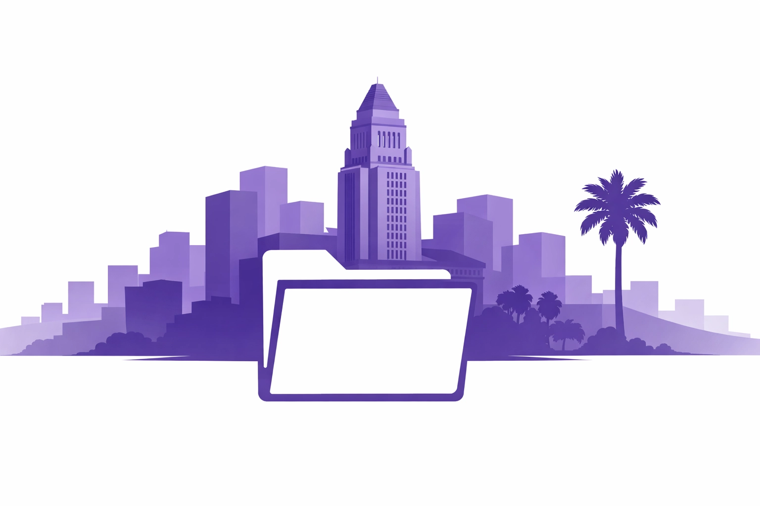 Stylized Los Angeles skyline icon representing local compliance expertise from a bookkeeper in Los Angeles.