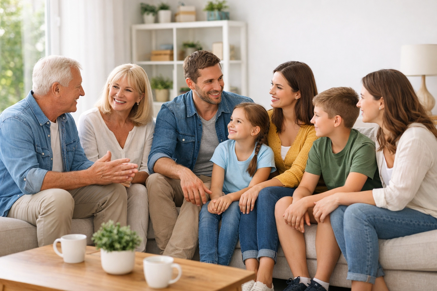 Multi-generational family discussing values and charitable legacy planning