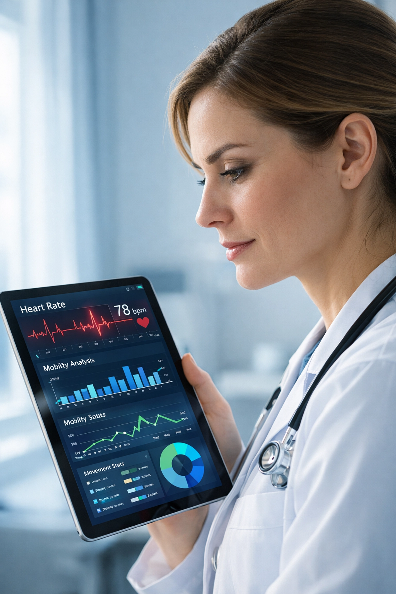 Physician reviewing patient vitals on a tablet to ensure Medicare compliant documentation and medical necessity.