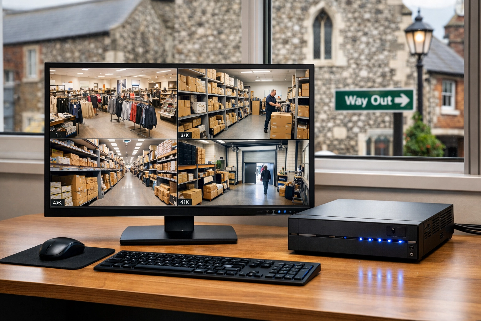 Commercial CCTV installation and monitoring station with NVR for a business in Alton, Hampshire.